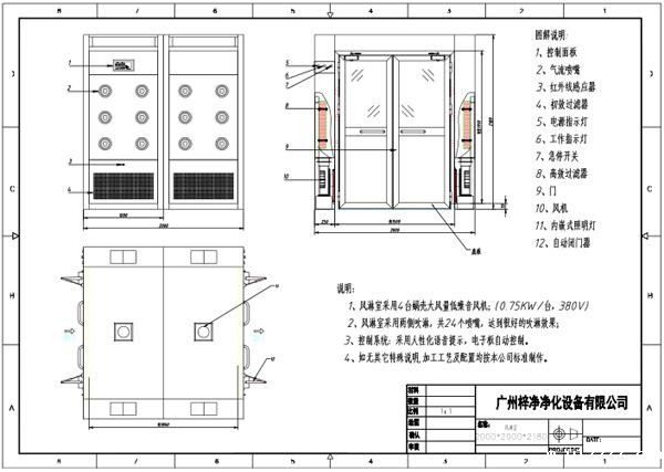 多人双吹风淋设备设计方案 多人双吹风淋设备设计方案